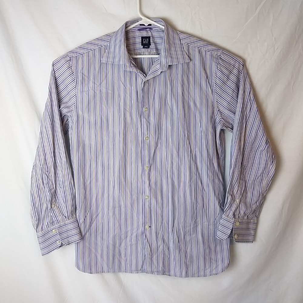 Gap Mens Dress Shirt Size Large Fitted Multi-Color